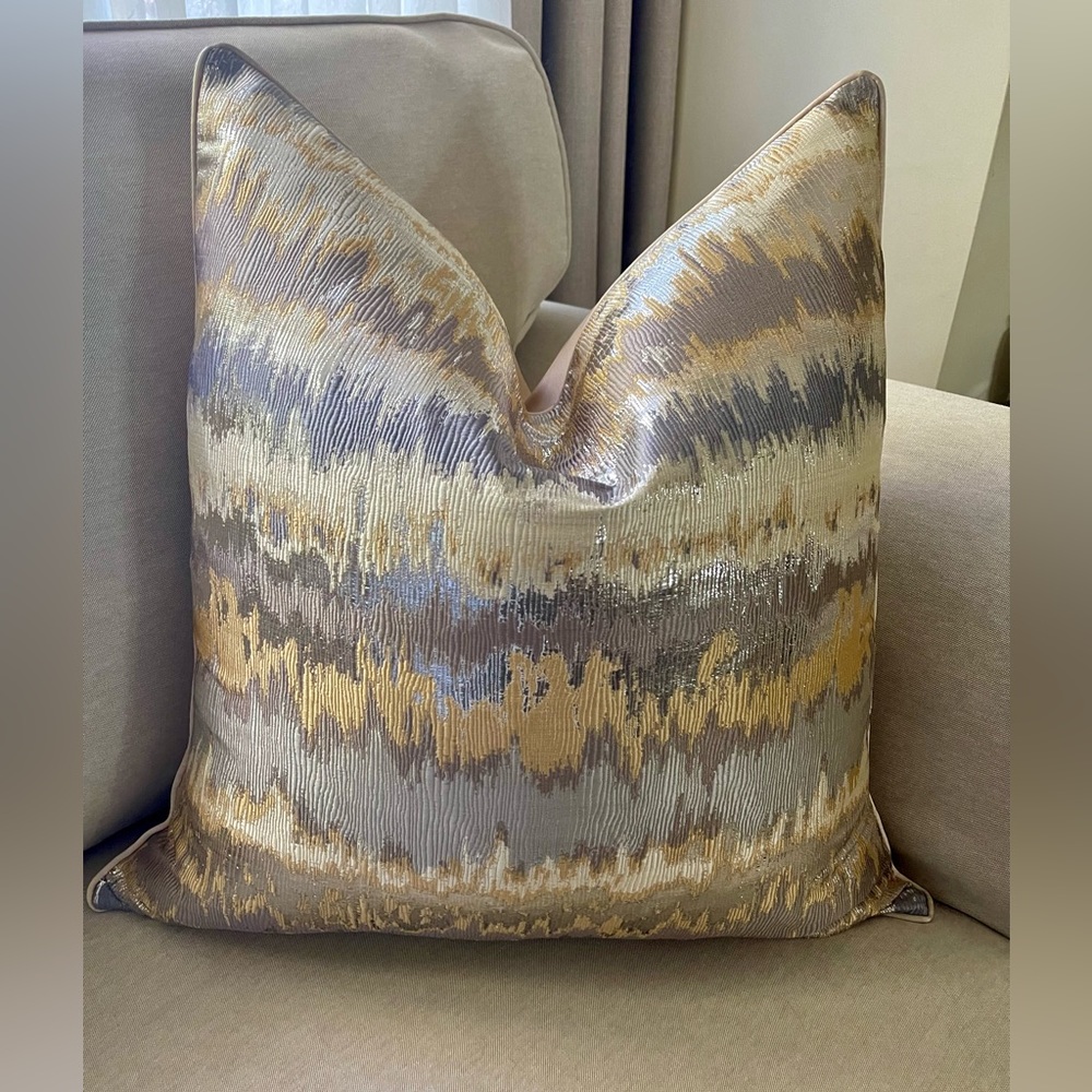 Two Luxury Gold and silver waves glam pillow cover. - Picture 8 of 10